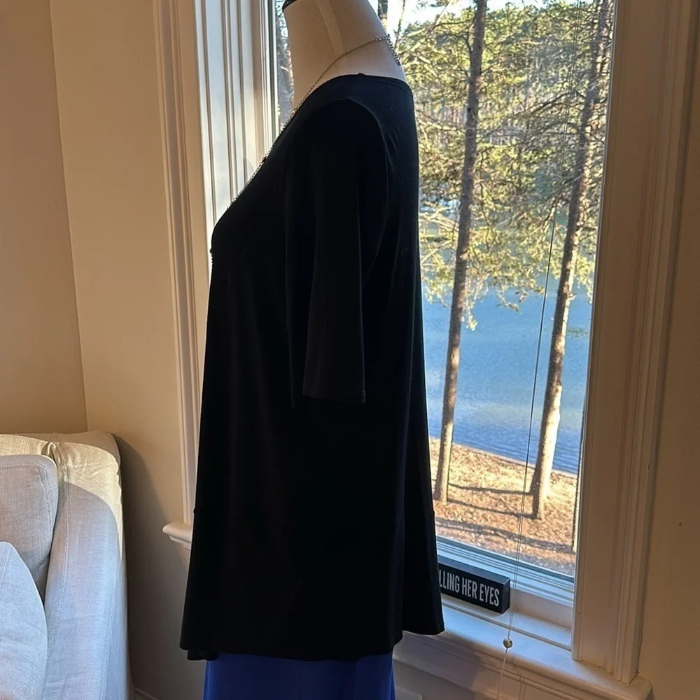 Eileen Fisher Asymmetrical Black Tunic, Size Small, Like New - Picture 4 of 7